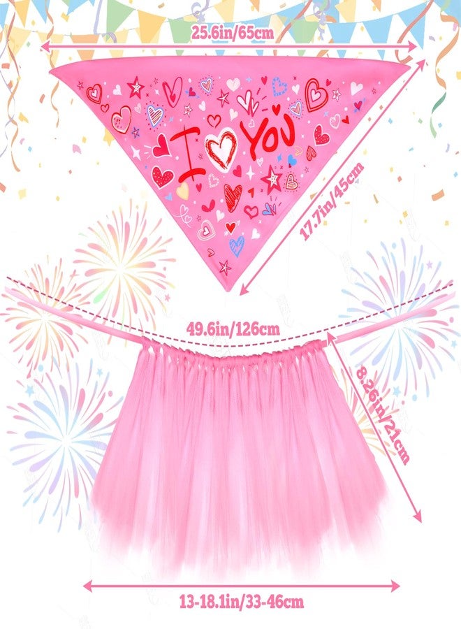 Fengek 2-Piece Valentine Dog Pink Tutu with Scarf Set- Perfect Dog Skirt & Bandanas for Special Occasions - Image 2